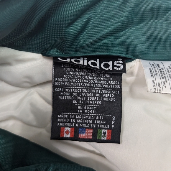 Vintage Adidas Winter Jacket, 90's Adidas 3 Stripe Big Logo Parka Coat - Picture 11 of 15